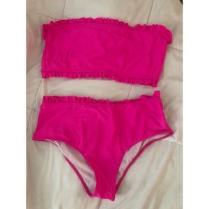 Pink strapless high waisted bikini
